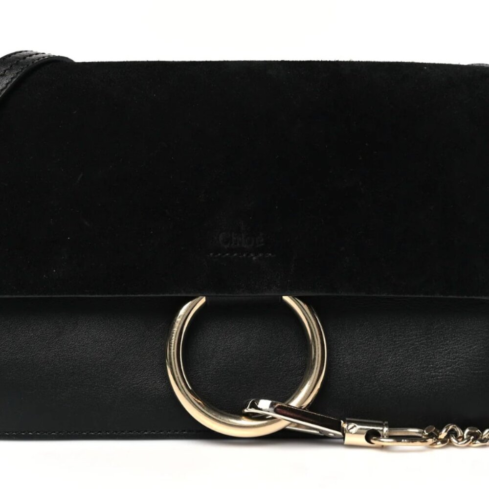 Chloe suede calfskin small faye bag black